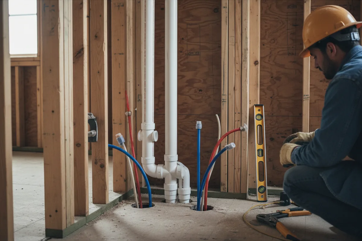Drain and supply rough-in during Leak Detection in Imbler