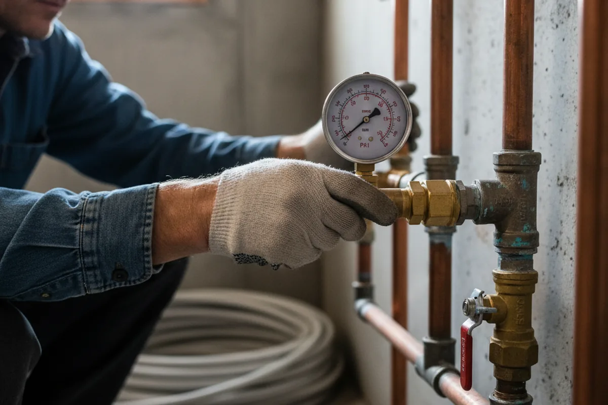Pressure testing a repaired line during Water Line Repair in Imbler
